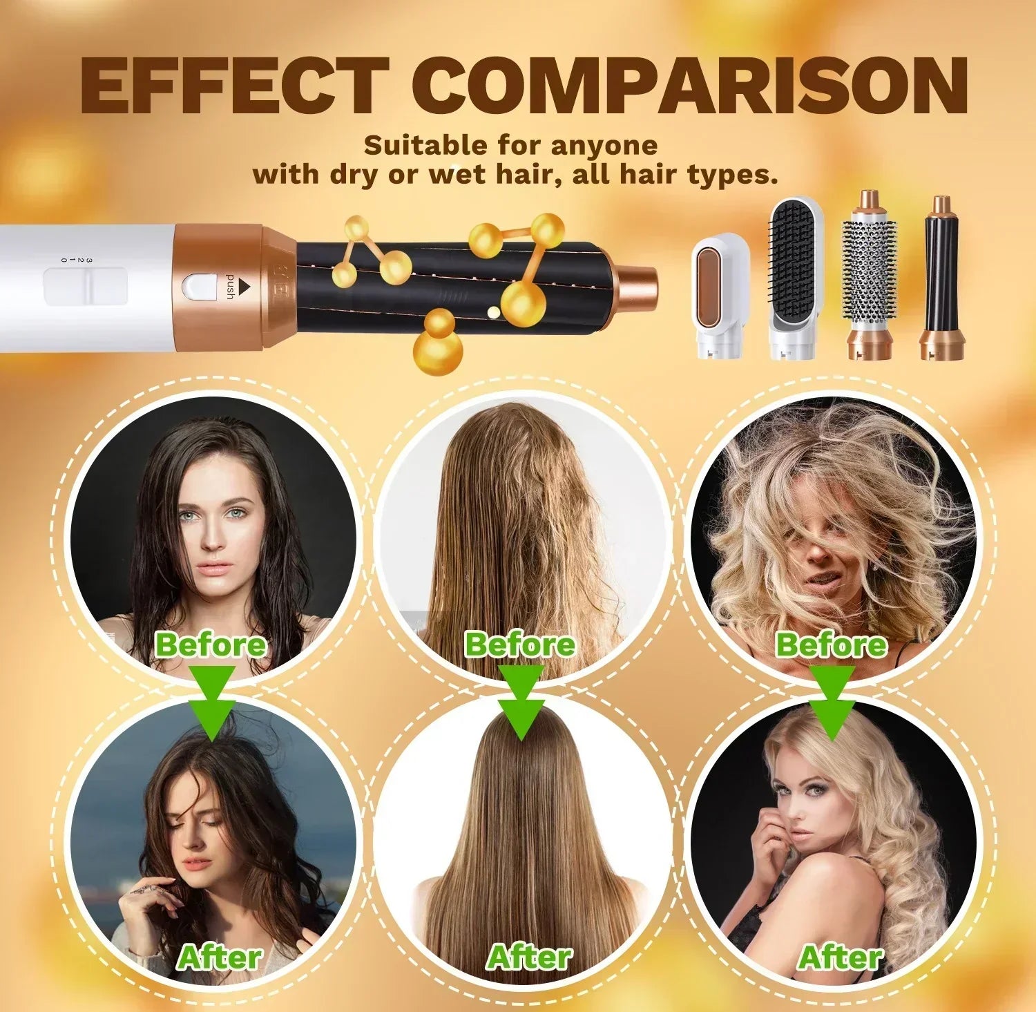 Professional 5-in-1 Hair Styler With Hot Brush & Dryer | All-in-One Solution